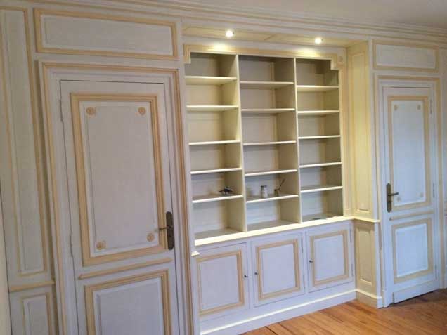 Bibliothèque en boiseries anciennes sur-mesure