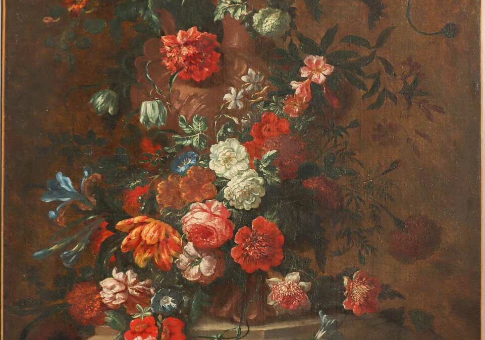 Tableau de fleurs 18ème siècle, école flamande