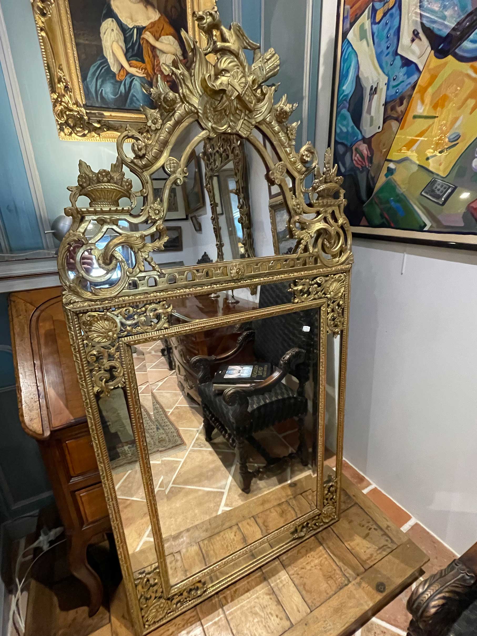 Miroir Louis XV bois doré