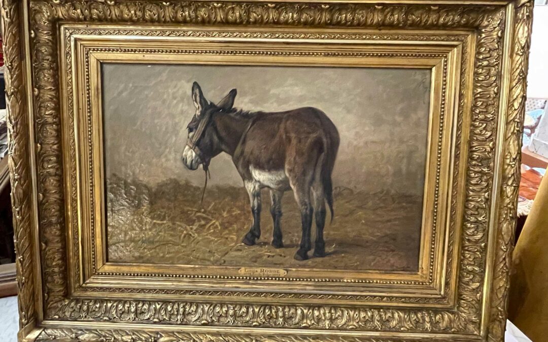 Tableau Louis ROBBE 19ème siècle – l&rsquo;Âne 34 x 54 cm