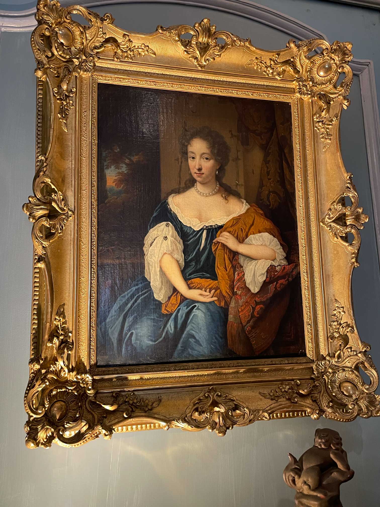 Tableau portrait d'une dame en bleu 17ème siècle, Jan-Tilius